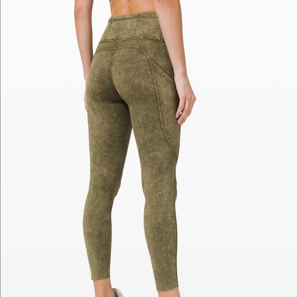 NWT Lululemon Fast and Free High Rise Tight 25” Ice Dye Wash Moss Green Sz 10